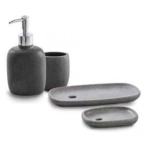 dispenser, bicchiere e porta sapone zen grey cipì