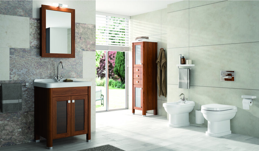 Mobile 68 completo di lavabo e specchio vintage